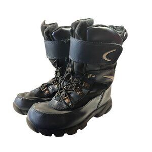 Children's Winter Snow Boots Size 1 Navy Gray Insulated Waterproof Cold Weather